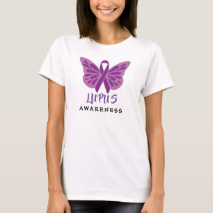 Lupus Awareness Paarse Ribbon Butterfly T-shirt