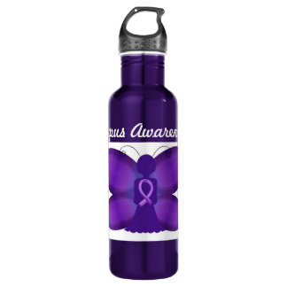 Lupus Awareness paarse vlindervlinder Waterfles