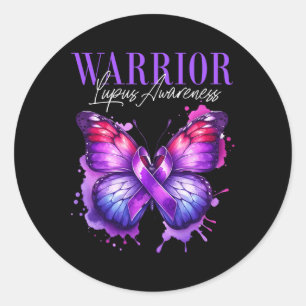 Lupus Awareness Warrior Survivor Paarse Butterfly Ronde Sticker