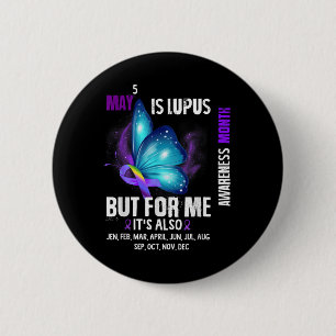 Lupus Bewustzijn Warrior Paarse Lint Vlinder Mo Ronde Button 5,7 Cm