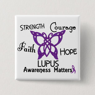 Lupus Celtic Butterfly 3 Vierkante Button 5,1 Cm