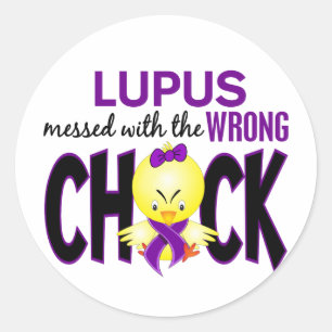 Lupus die met de verkeerde kuiken is gecommuniceer ronde sticker
