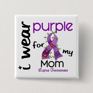 Lupus I DRAAG PAARS VOOR MIJN MOM 43 Vierkante Button 5,1 Cm