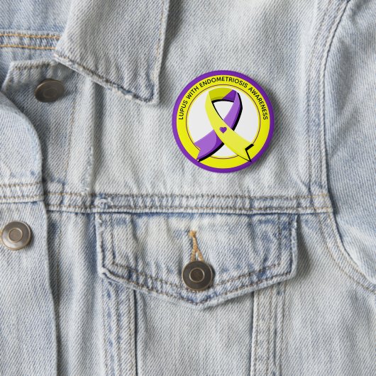Lupus met Endometriose Awareness Hart Ronde Button 5,7 Cm (In situ)