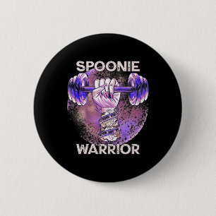 Lupus Spoonie Warrior Barbell Paarse Vuist Sterke  Ronde Button 5,7 Cm