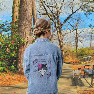 Lupus Warrior Wolf Paarse lintvlinder Denim Jacket