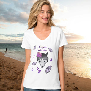 Lupus Warrior Wolf Paarse lintvlinder T-shirt