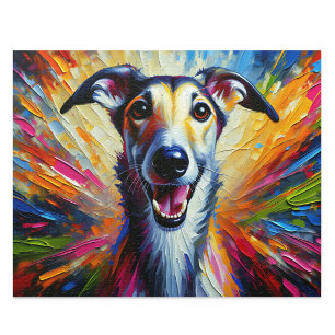Lurcher Acryl Kunst: Hertenbastaard Lange Hond Legpuzzel