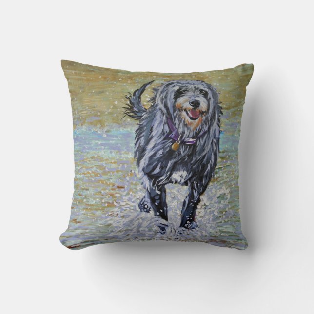 Lurcher sur le coussin de plage (Recto)