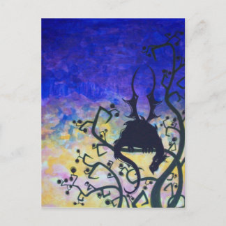 Lurking Dawn dragon silhouette fantasy art postcar Briefkaart