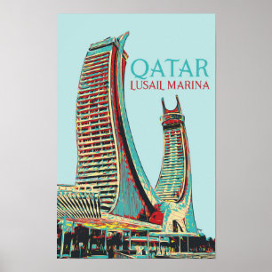 Lusail Marina-gebouwen illustratie Qatar Poster