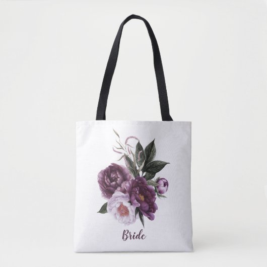 Luscious Dark Paarse en Plum Peonies Bruid Tas (Voorkant)