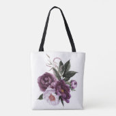 Luscious Dark Paarse en Plum Peonies Bruid Tas (Achterkant)