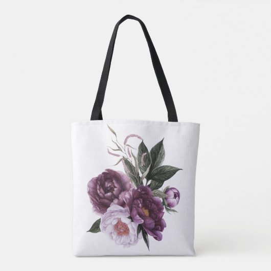 Luscious Dark Paarse en Plum Peonies Bruid Tas (Achterkant)