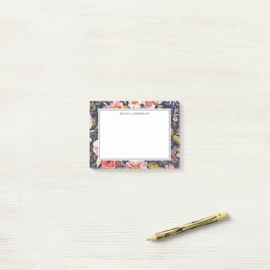 Luscious Floral Personalized Name Post-it® Notes (Op bureau)