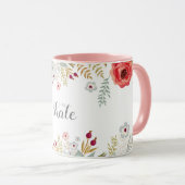 Luscious Floral Personalized Name Two Tone Coffee Mok (Voorkant rechts)
