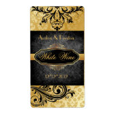 Luscious  Gold Scroll Bruiloft Wijn Label (Voorkant)
