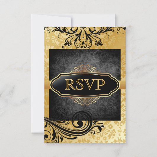 Luscious  Gold Scroll Rsvp Uitnodigingen (Voorkant)