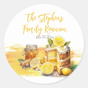 Luscious Lemon Cake Ginger Tea Familiereünie Ronde Sticker