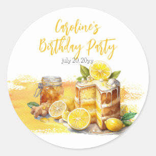 Luscious Lemon Cake Ginger Tea Verjaardagsfeest Ronde Sticker