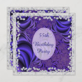 Luscious Lila & Diamonds 55th Birthday Party Kaart (Voorkant / Achterkant)