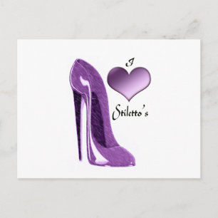 Luscious Lila Stiletto Shoe en 3D Heart Briefkaart