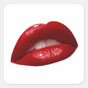 Luscious Red Lipstick voor vrouwen Vierkante Sticker