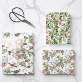 Lush Bird, Flowers and Foliage Inpakpapier Vel