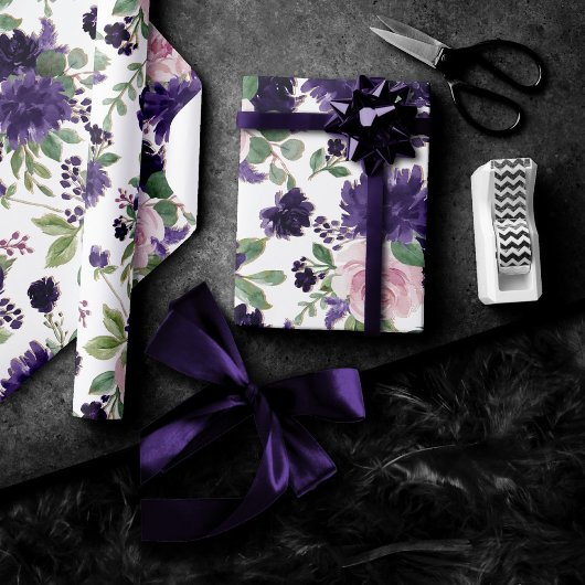 Lush Blossom | Paars en roze flessenpatroon Cadeaupapier