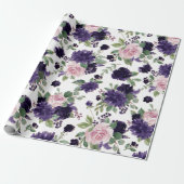 Lush Blossom | Paars en roze flessenpatroon Cadeaupapier (Uitgerold)