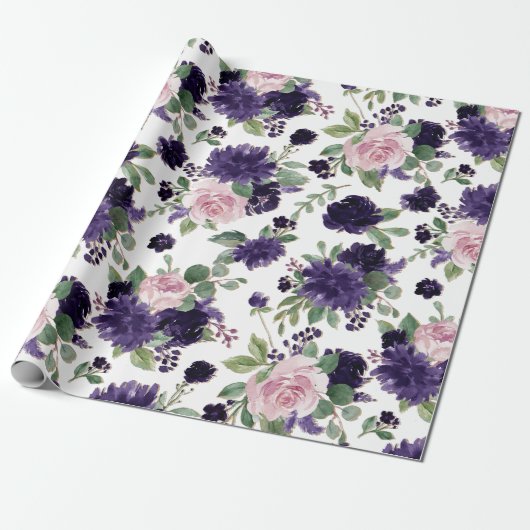 Lush Blossom | Paars en roze flessenpatroon Cadeaupapier (Uitgerold)