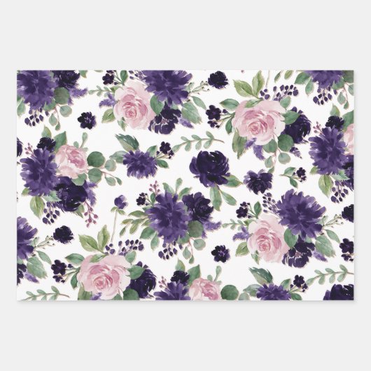 Lush Blossom | Paars en roze flessenpatroon Inpakpapier Vel (Voorkant)