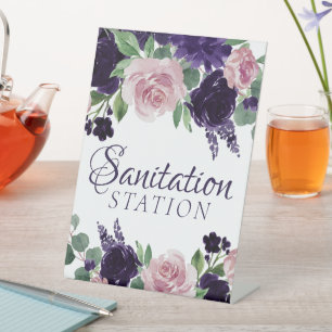 Lush Blossom Paars en roze sanitair station Reclamebord Met Voetstuk