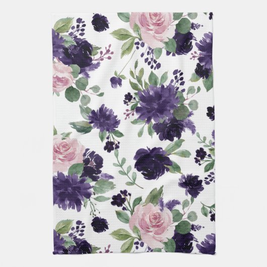 Lush Blossom | Paarse en roze Floral Shimmer Theedoek (Verticaal)