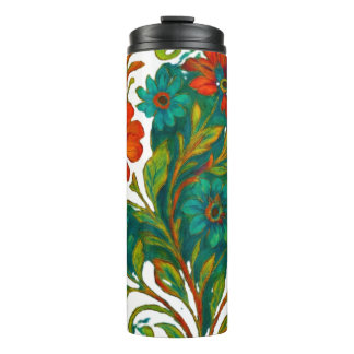 Lush Botanical Print - Vibrant Flowers and Leaves Thermosbeker