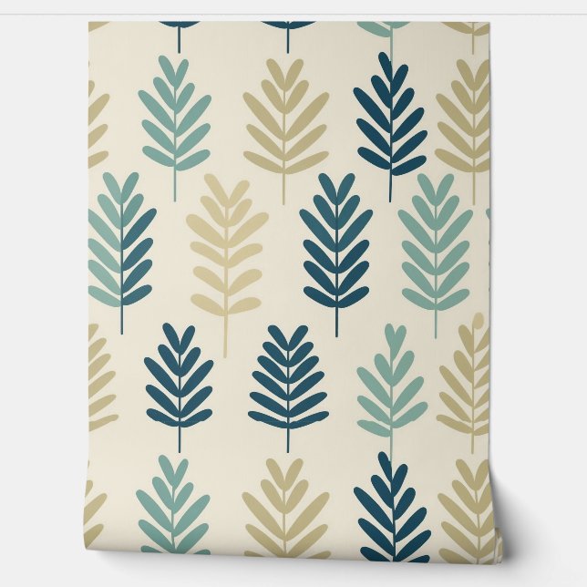 Lush Botanische zomer groene bladeren Wallpaper Behang (Afrollen)