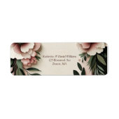 Lush Donkergroen en Blush Roze Bloemenbruiloft Etiket (Voorkant)
