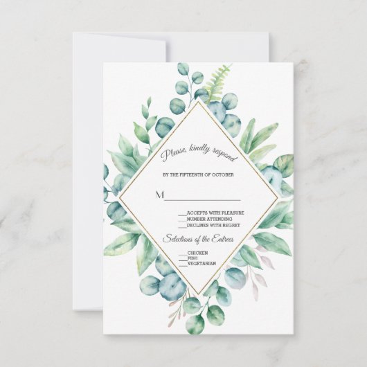 Lush Eucalyptus Diamant Or Réponse au Mariage (Devant)