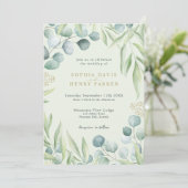 Lush Eucalyptus Greenery Light Sage Wedding Invita Kaart (Staand voorkant)