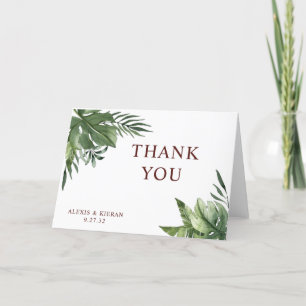 Lush Exotic Tropical Palm Leaves Bedankkaart