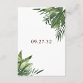 Lush Exotic Tropical Palm Leaves Informatiekaartje (Achterkant)