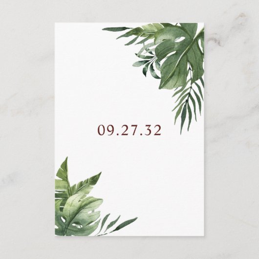 Lush Exotic Tropical Palm Leaves Informatiekaartje (Achterkant)