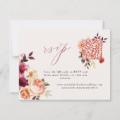 Lush Fall Floral Mariage QR Code carte RSVP (Dos)