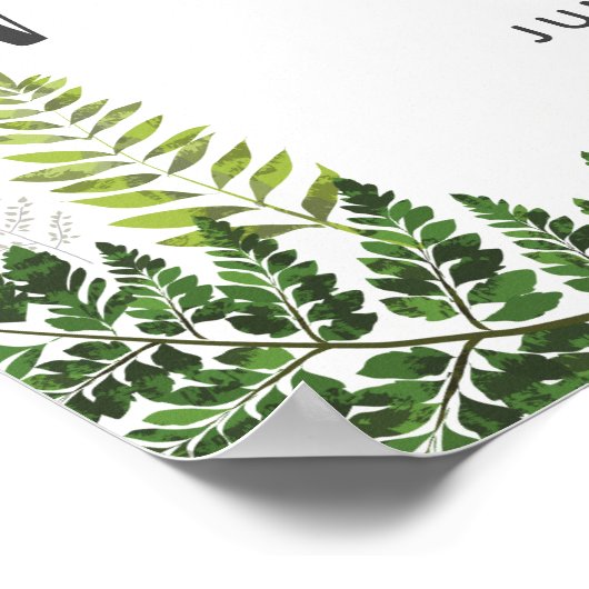 Lush Fern Tropical Botanical Mariage Affiche de bi (Coin)