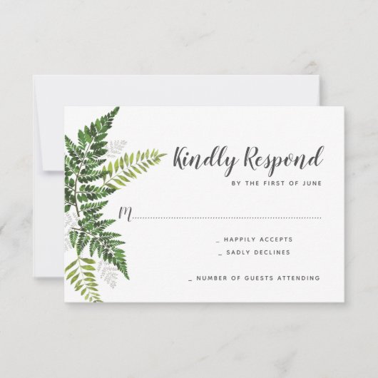 Lush Fern Wedding Suite Reactie RSVP Kaartje (Voorkant)