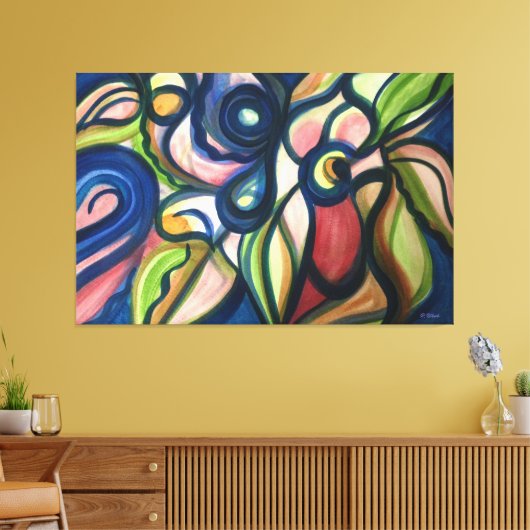 Lush Floral Modern Art Stretched Canvas Afdrukken (Insitu (Woonkamer))