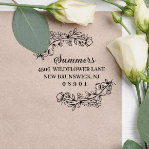 Lush Flower Springs Framing Naam en adres Rubberstempel