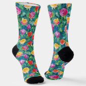 Lush flowers garden watercolor pattern sokken (Gebogen)