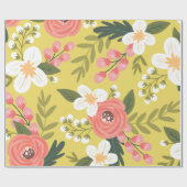 Lush Folksy Florals in Sunshine Yellow Cadeaupapier (Vlak)