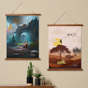 Lush Forest Landscape en Savannah natuur sunset Hangend Wandkleed